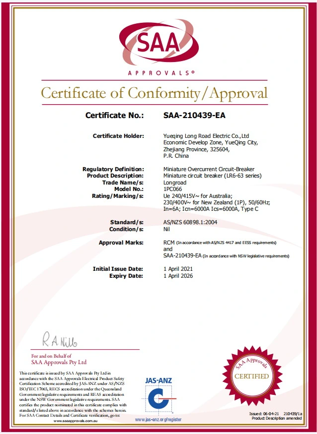 SAA Approved 6ka Short-Circuit Breaking Capacity Compact MCB 13mm Width Per Pole