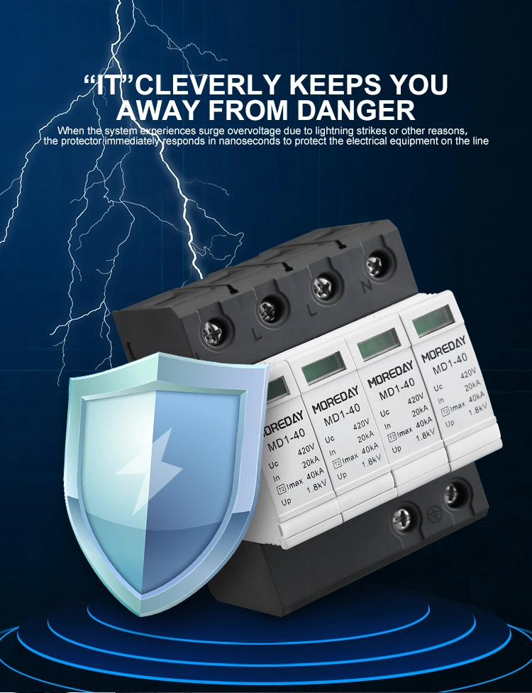 Arrestor Surge 275V 40ka SPD Single Phase 2p 4p AC Power Surge Protection Device