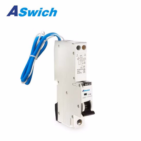 Автоматический выключатель RCBO электронного типа 1p+N серии 40A/30mA с защитой от перегрузки